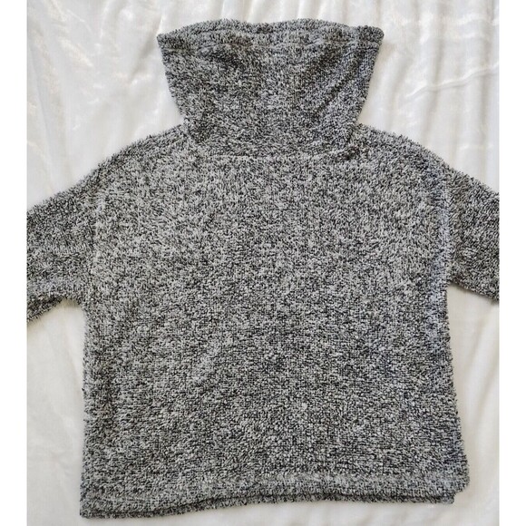 Faux Fur Cowl Neck Long Sleeve Sweater Gray Soft Cozy Women's Medium - Picture 4 of 12